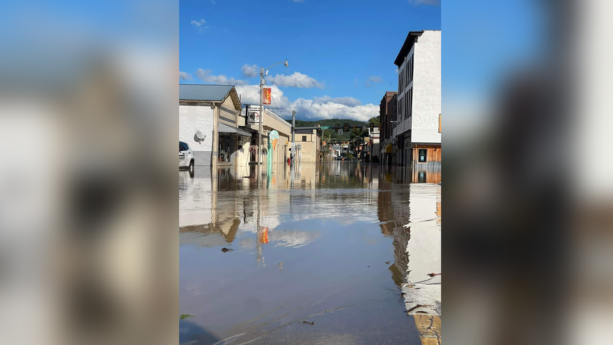 Businesses under flood water